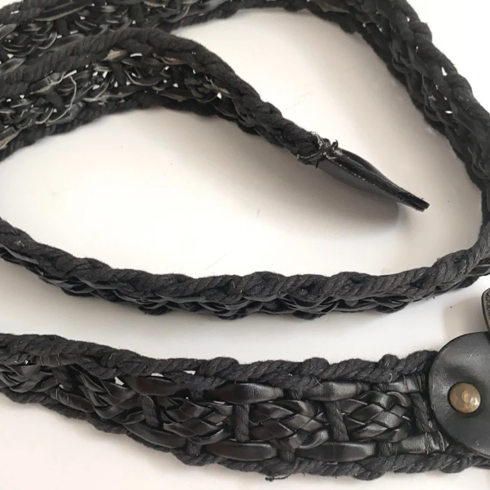 BoHo Black‎ woven belt with jeweled buckle